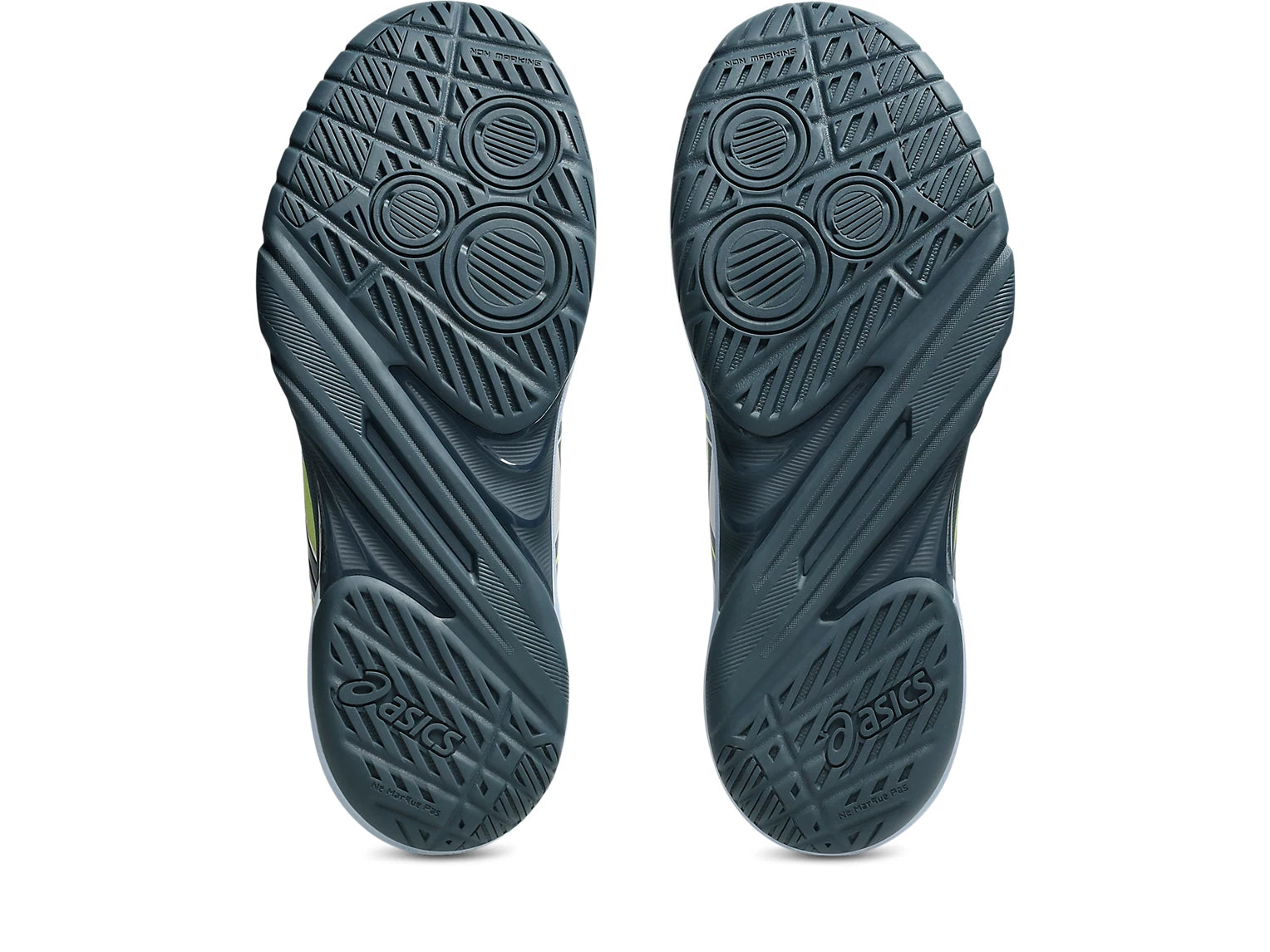 Innebandyssko Asics Powerbreak FF med mörkt sulmönster och ljus ovandel