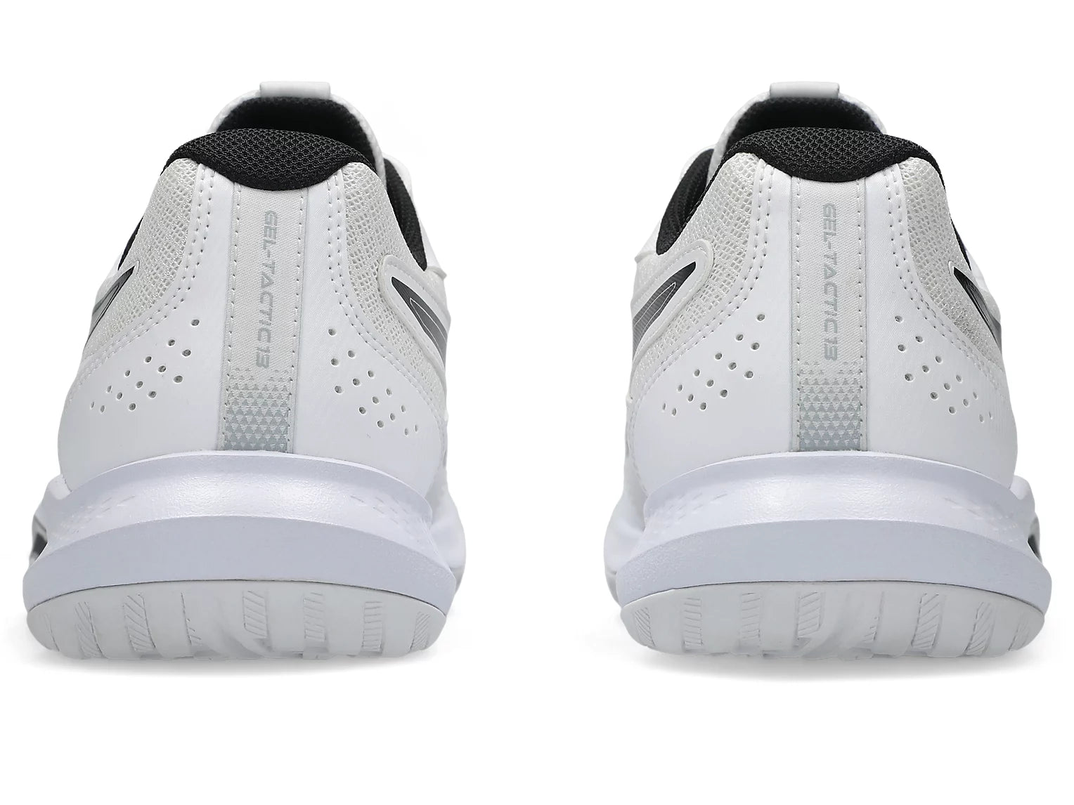 Innebandyaskor Asics Gel-Tactic 13 bakvy i vit med svart hälkappa och sulskydd