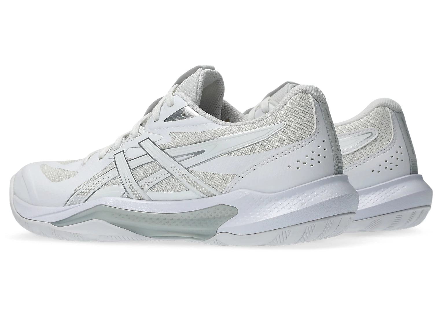 Innebandysko Asics Gel-Tactic 13 W, sidovy, vit ovandel med gråa paneler