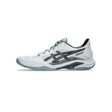 Innebandysko ASICS med vit ovandel, mintgröna detaljer och snörning