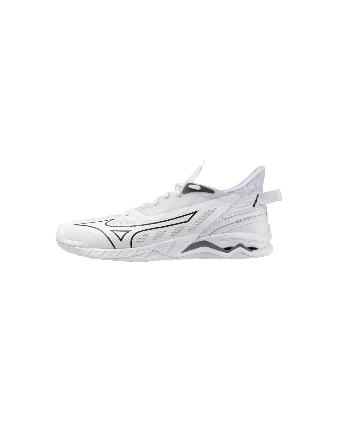 Innebandysko Mizuno Wave Mirage 5 U i vit och ljusblå färg, snörning och kardborre